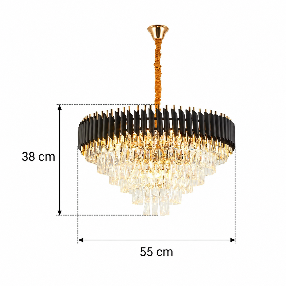 Lustre moderne en cristal haut de gamme noir & doré