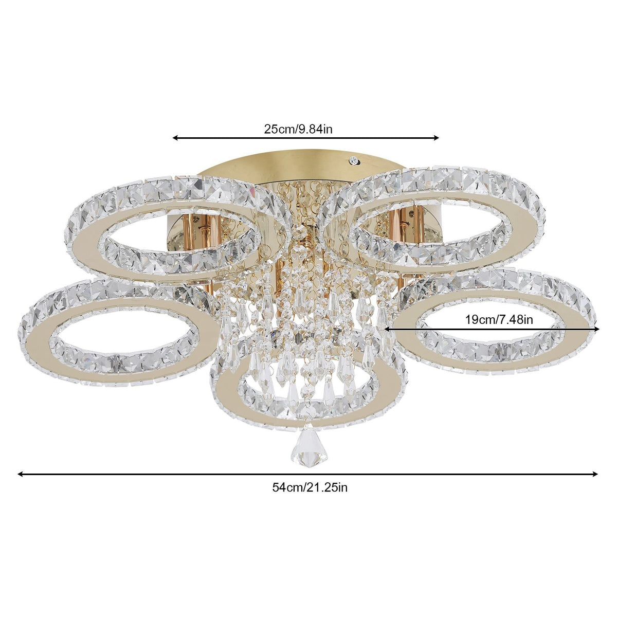 Plafonnier Prestige en Cristal Doré