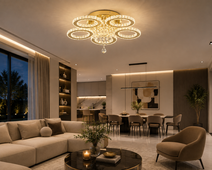 Plafonnier Prestige en Cristal Doré