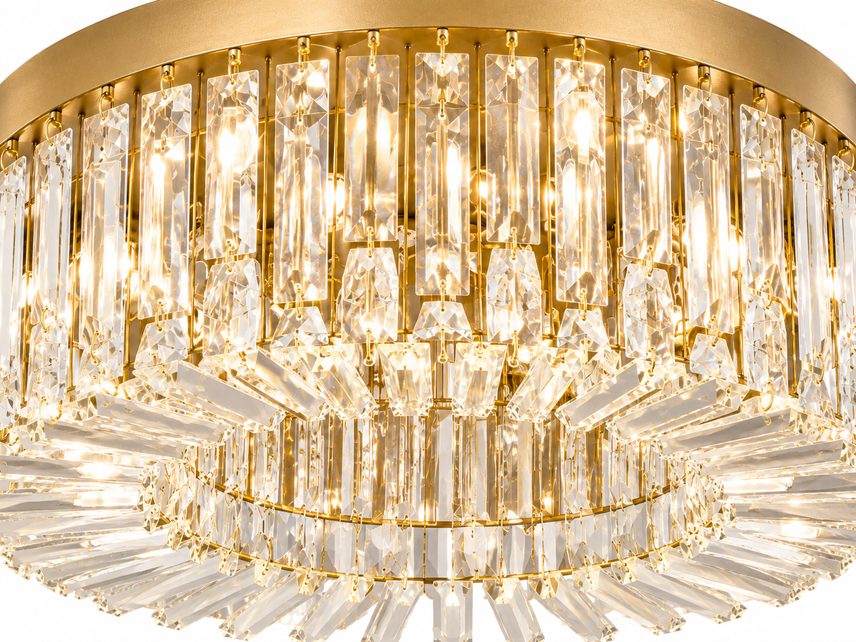 Plafonnier LED en cristal doré de luxe