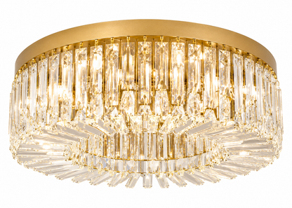 Plafonnier LED en cristal doré de luxe