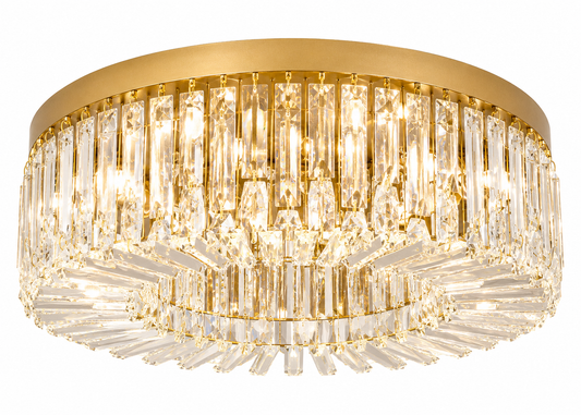 Plafonnier LED en cristal doré de luxe
