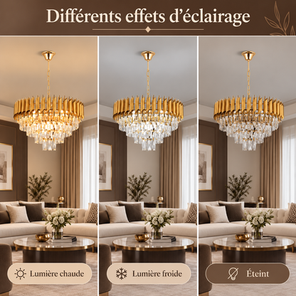 Lustre suspendu de haut de gamme en cristal doré