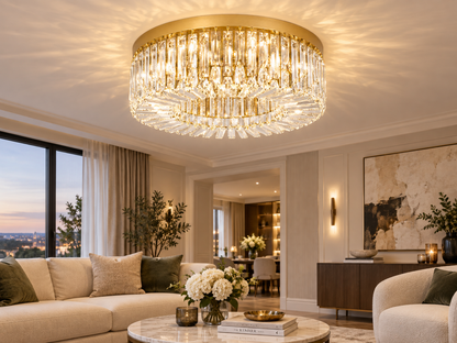 Plafonnier LED en cristal doré de luxe