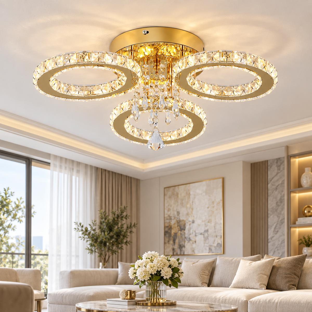 Plafonnier Prestige Or & Cristal