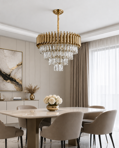 Lustre suspendu de haut de gamme en cristal doré