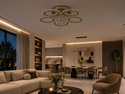 Plafonnier Prestige en Cristal Doré