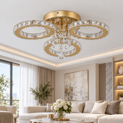 Plafonnier Prestige Or & Cristal
