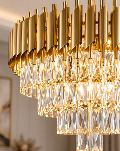 Lustre suspendu de haut de gamme en cristal doré