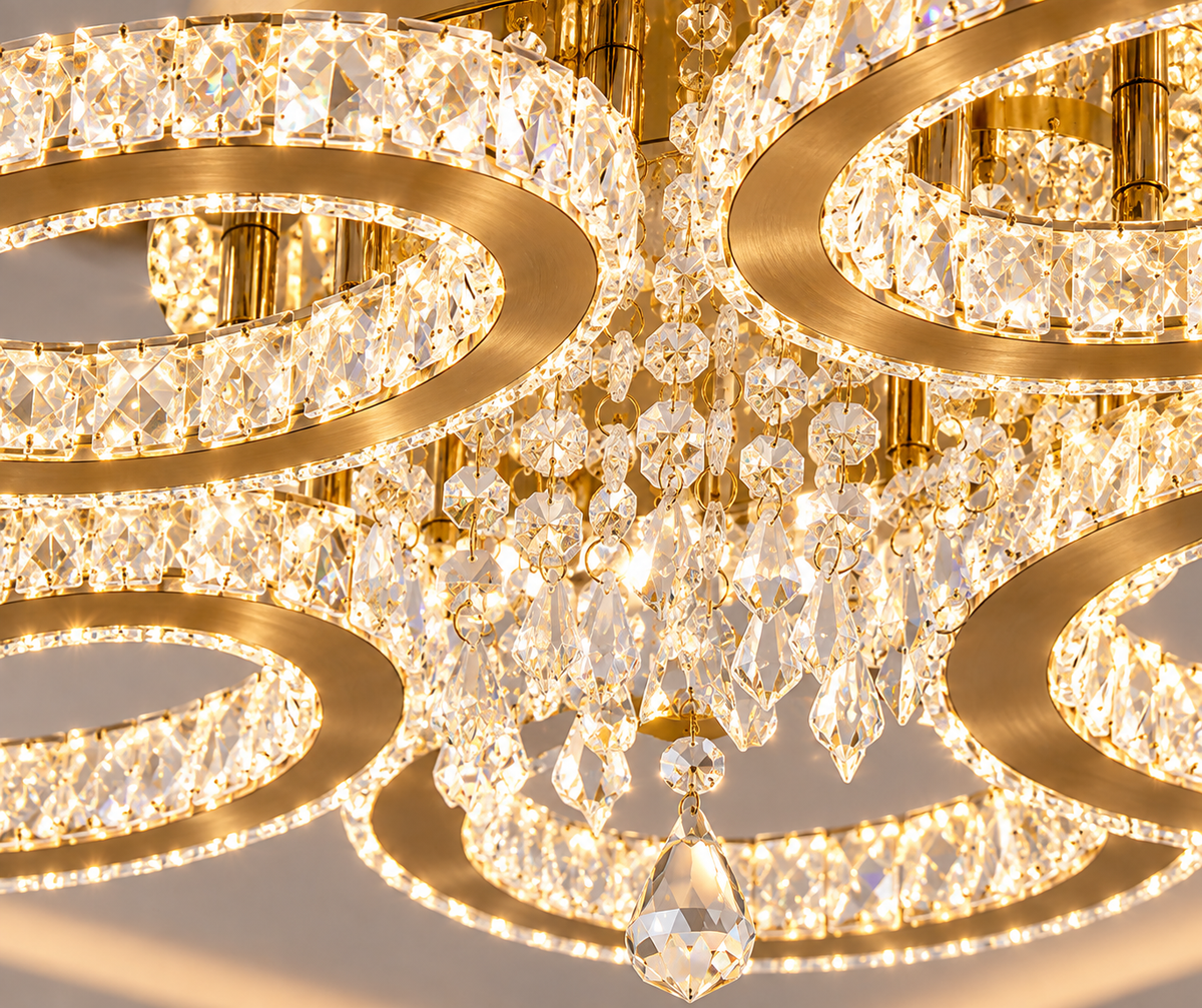 Plafonnier Prestige en Cristal Doré