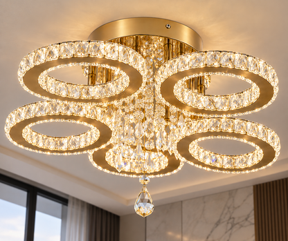 Plafonnier Prestige en Cristal Doré