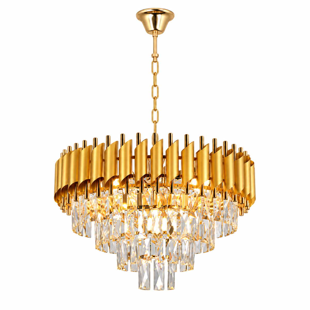 Lustre suspendu de haut de gamme en cristal doré