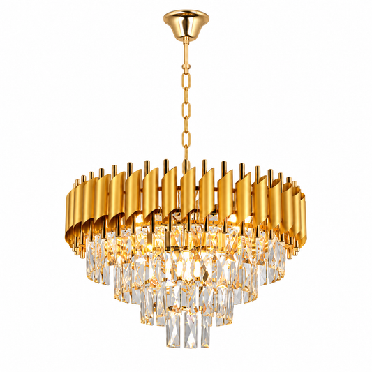 Lustre suspendu de haut de gamme en cristal doré